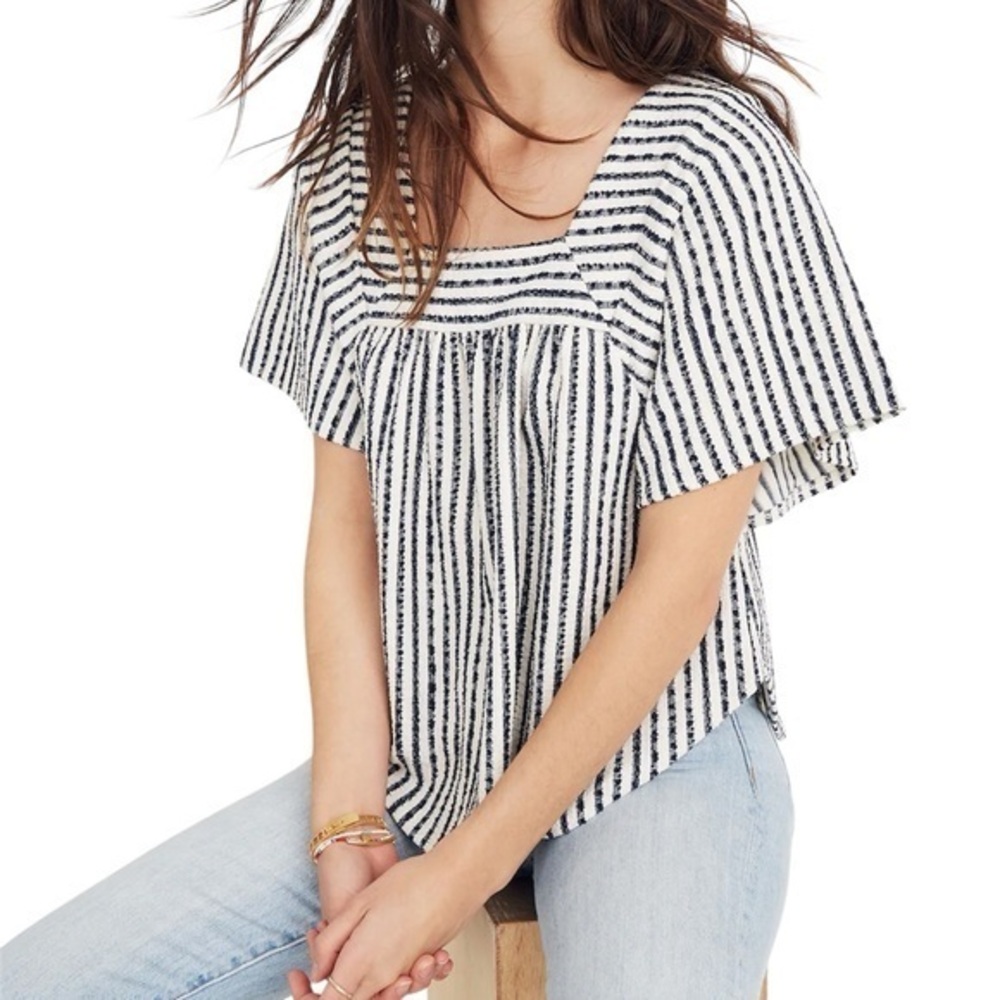 Madewell Texture & Thread Butterfly Top in Isley Stripe bright ivory/blue, small